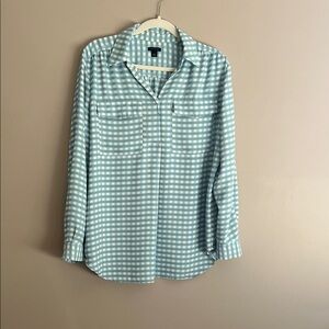 Ann Taylor Light Blue Gingham Button Down Shirt